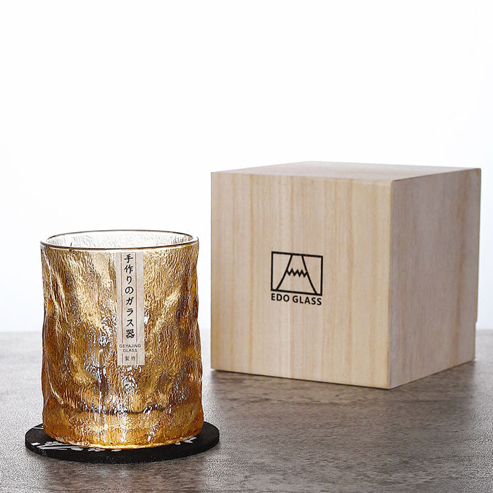 Japanskt glashantverk whiskyglas i lyxig presentförpackning