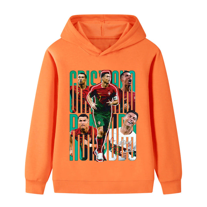 Detaljbild på ärm och söm på Ronaldo barn hoodie