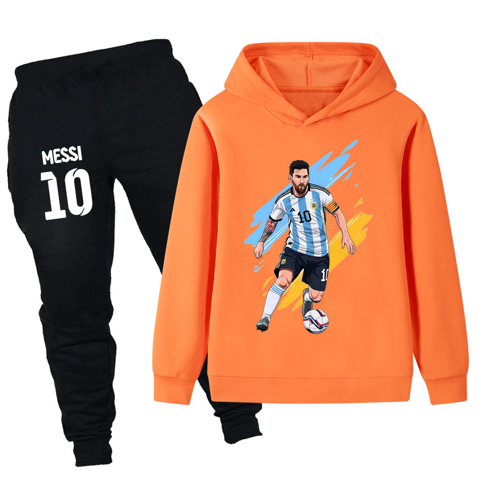 Fotbollspresent för barn: Argentina hoodie och byxor, framifrån