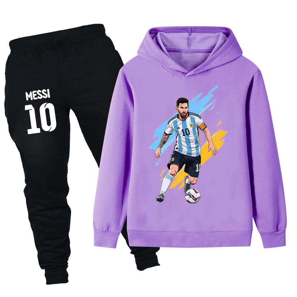 Barnkläder fotboll: Lionel Messi hoodie i Argentinas färgtema