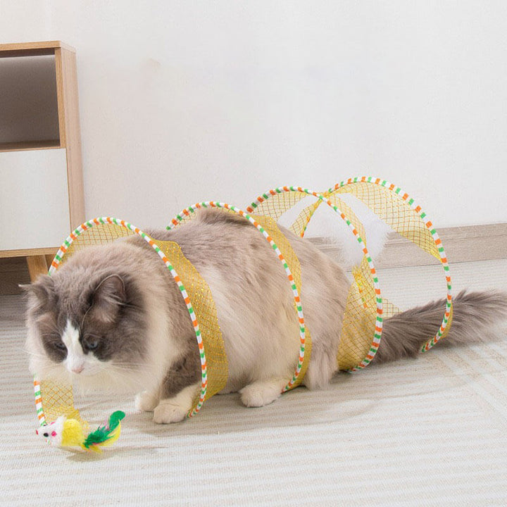 Självspelande spiralformad tunnelleksak för kattjakt
