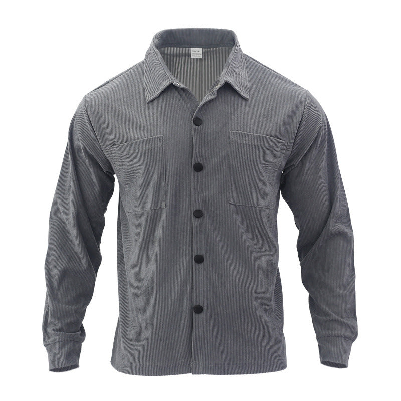 Grå herrmanchesterskjorta med strukturerad yta