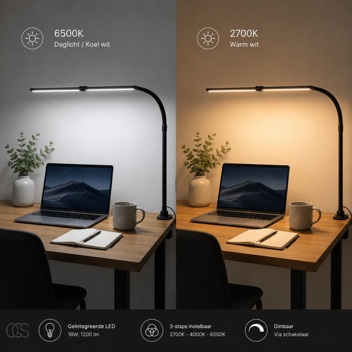 Dimbar skrivbordslampa med justerbar arm för optimal kontorsbelysning