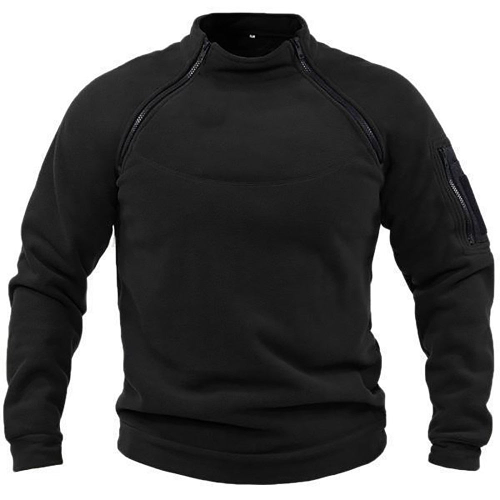Svart outdoor-sweatshirt framifrån i klassisk design