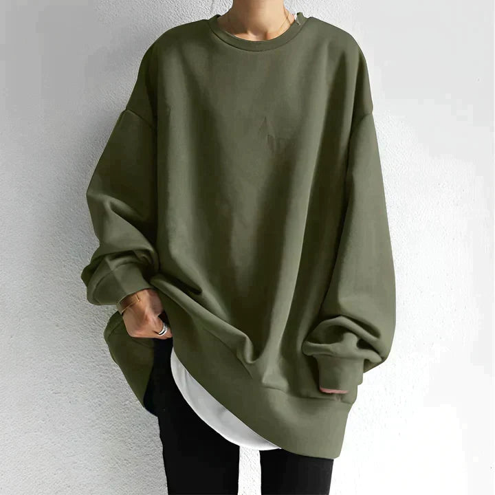 Dam i armégrön överdimensionerad lång sweatshirt