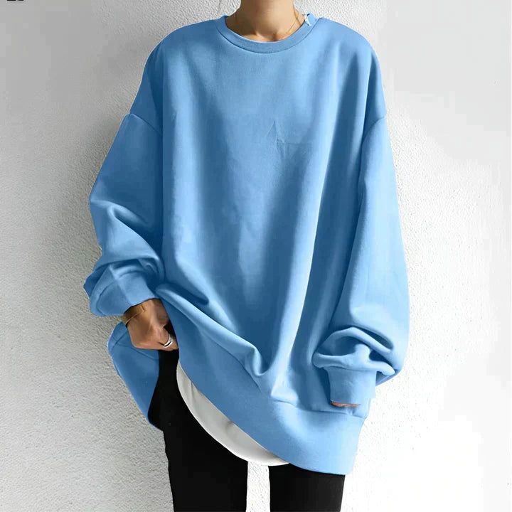 Dam överdimensionerad lång sweatshirt i mjukt tyg för vardagsmode och myskläder
