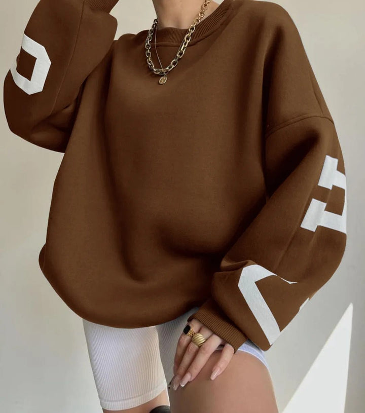 Dam oversized sweatshirt med snyggt bokstavstryck i bekväm passform