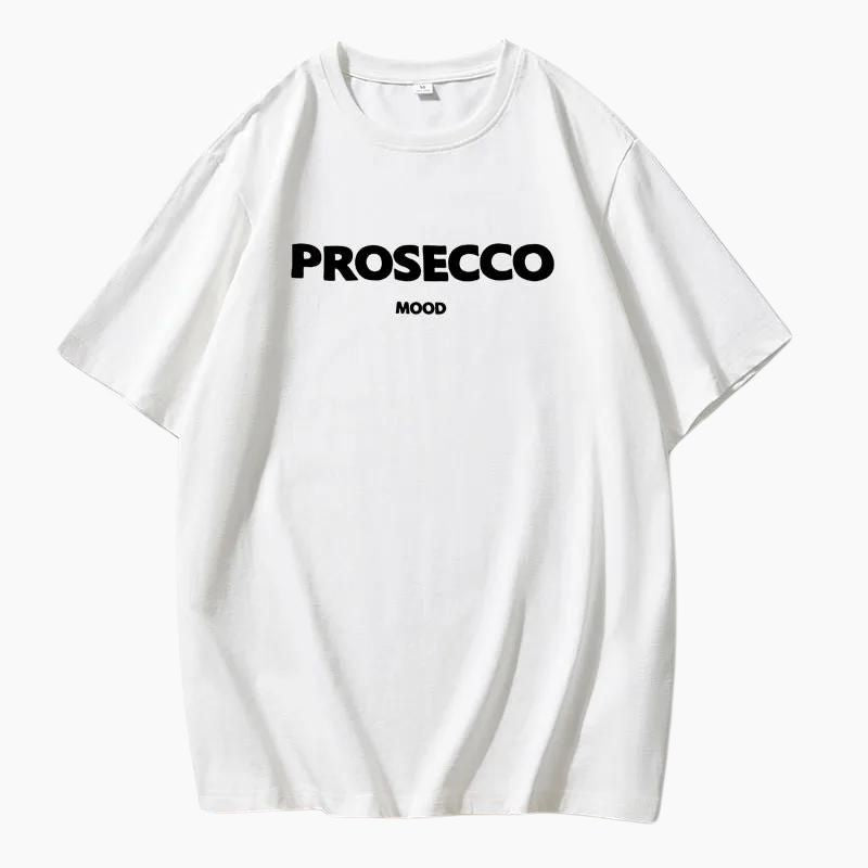 Oversized dam t-shirt med roligt prosecco tryck för vardagsmode