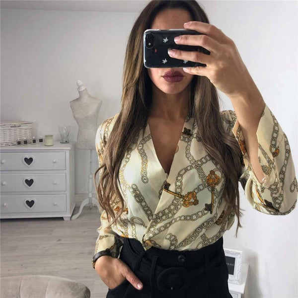 Mönstrad dam bodysuit i vintage stil med snygg passform