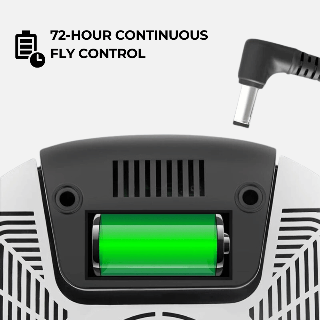 Närbild på enhetens batteri och strömkälla