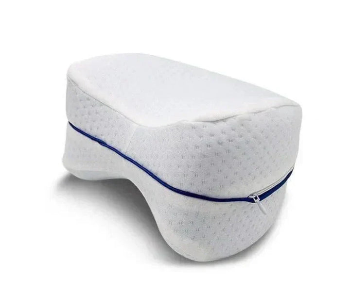 Vit ergonomisk knäkudde med avtagbart fodral för bättre sömn