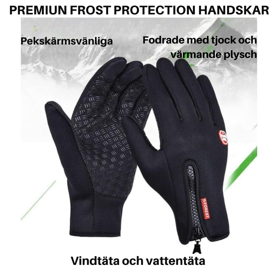Två svarta termohandskar uppvisade med touchfunktion och foder