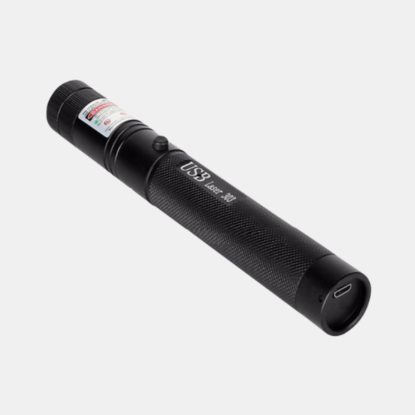 Svart uppladdningsbar laserpekare i metall med USB-C port