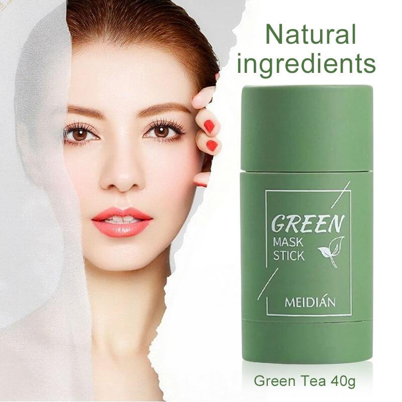 Lermask stick med grönt te som friskar upp trött hud