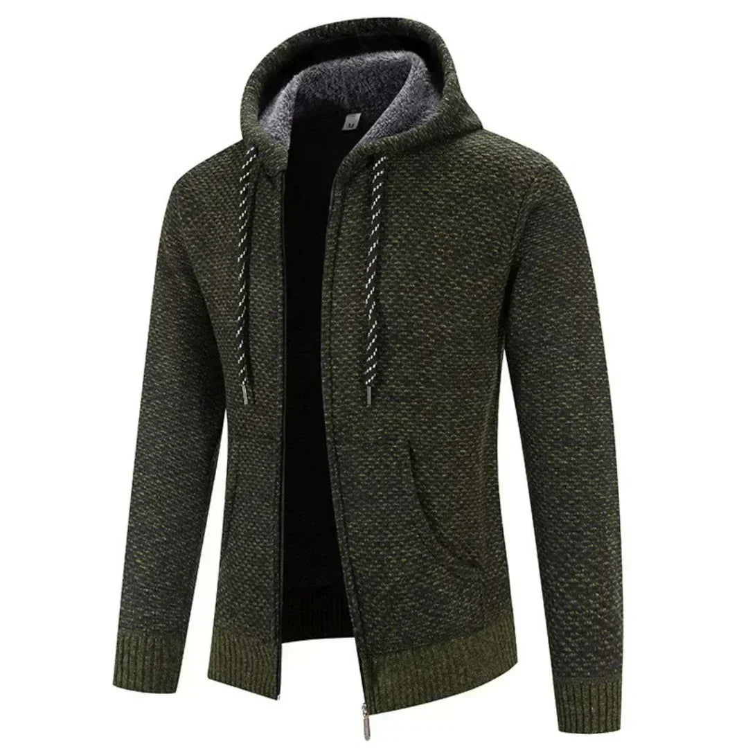 Grön hoodie för män med huva och dragsko