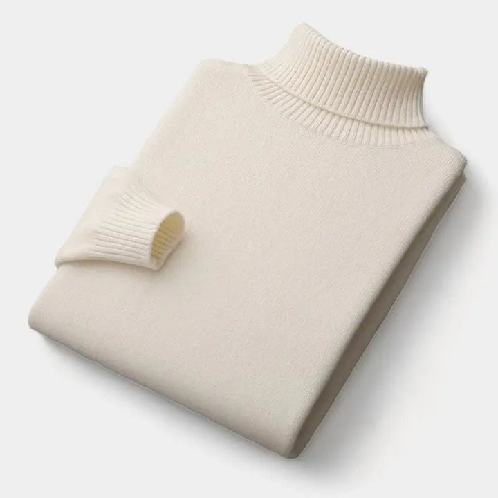 Stilren herrtröja med hög krage i klassisk stickad design