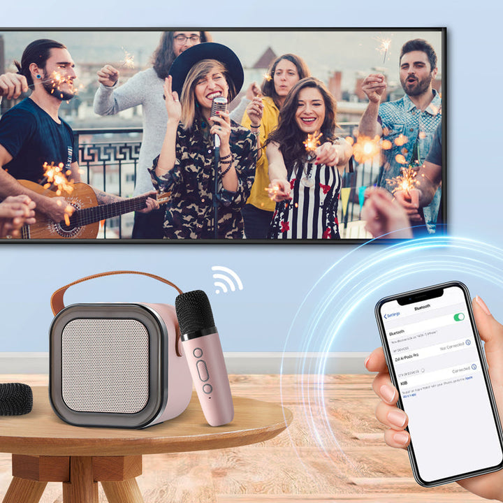 Barnkaraoke maskin i snygg design med LED-belysning och mikrofon