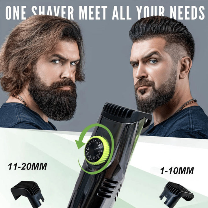 Skäggtrimmer med två olika längdkammar för 1 till 20 mm