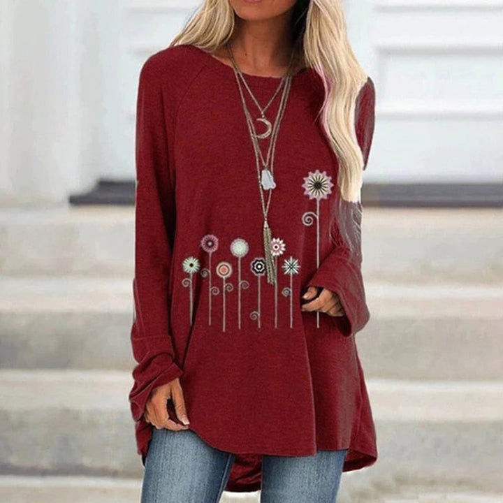 Snygg damkläder trend: mönstrad sweatshirt i mjuk kvalitet