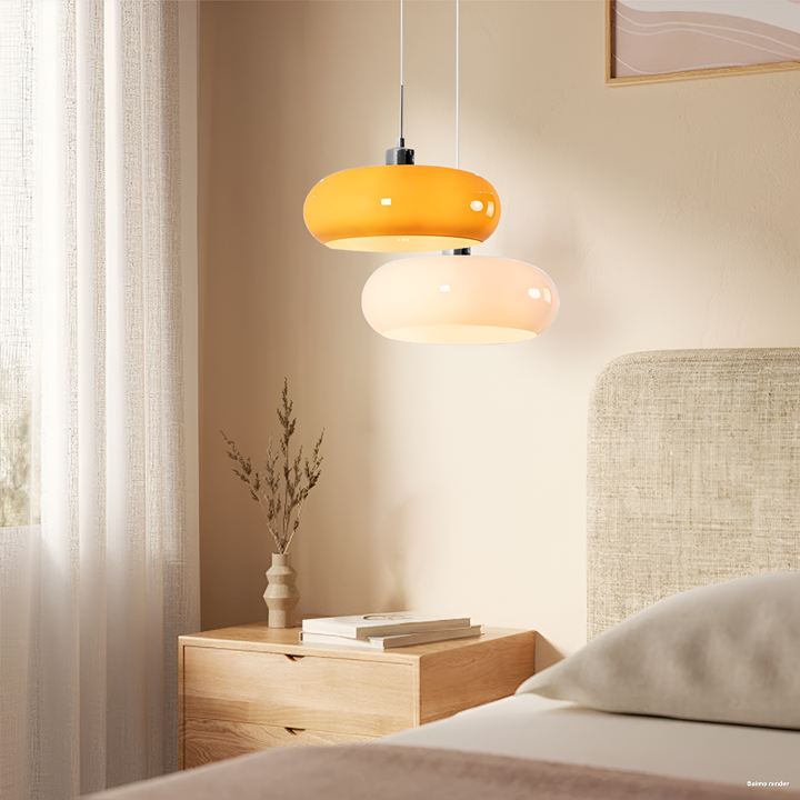 Modern glaspendel taklampa hängande i rum, belysning för hemmet