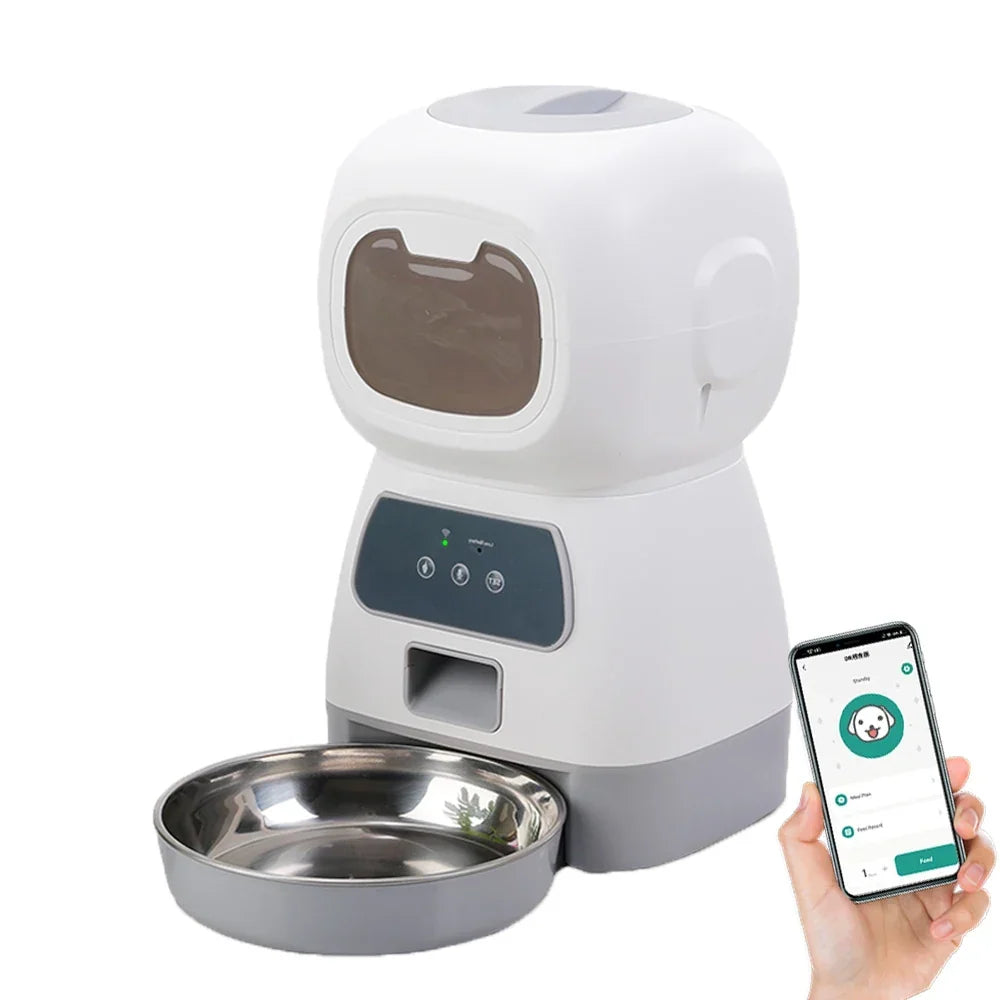 Smart automatisk fodermaskin för hund och katt med wifi-styrning i modern design