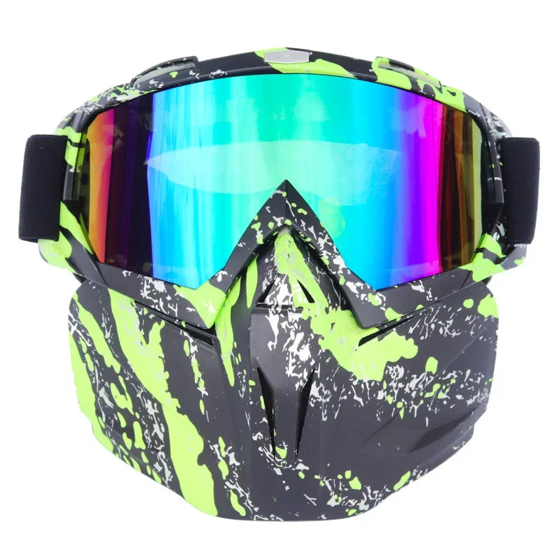 Stilren skidmask med tonade goggles för optimal sikt i backen