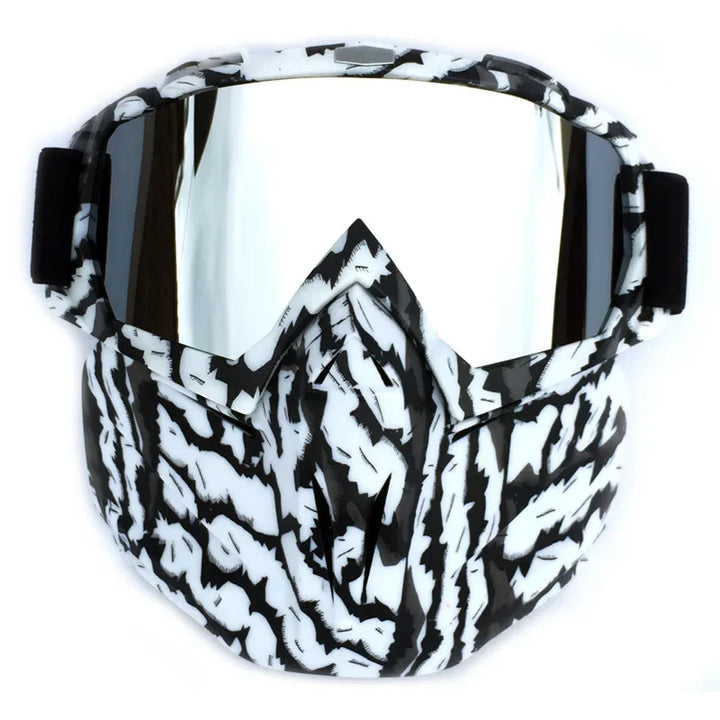 Ergonomisk skidmask som skyddar mot vind och snö under vintersport