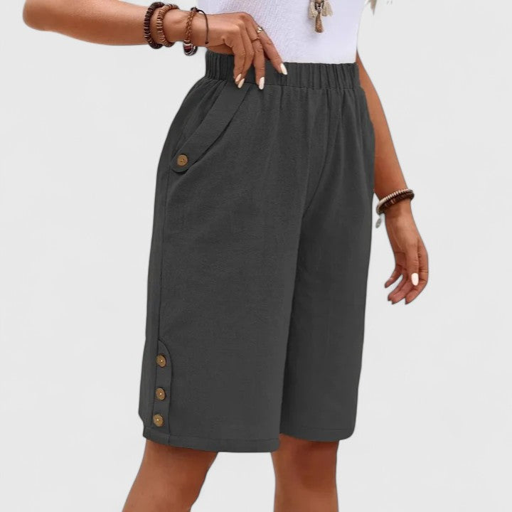 Mörkgrå damshorts Desiree med elastisk midja