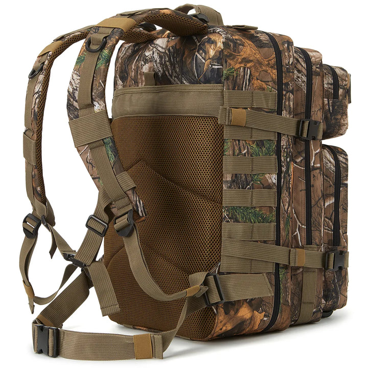 Träd camo 45L taktisk ryggsäck bakdel med ventilerande ryggpanel