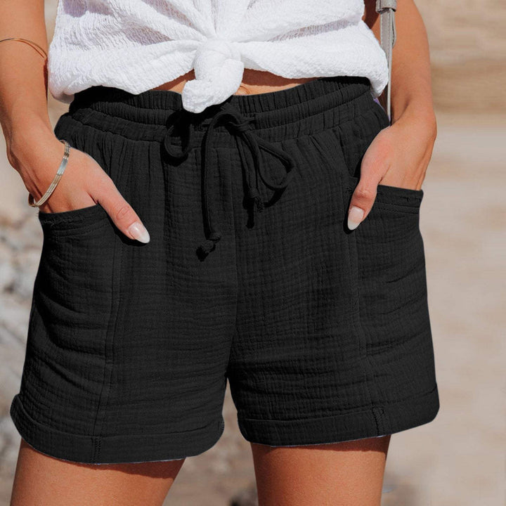 Mörkgrå damshorts för sommar och fritid med knytband i midjan