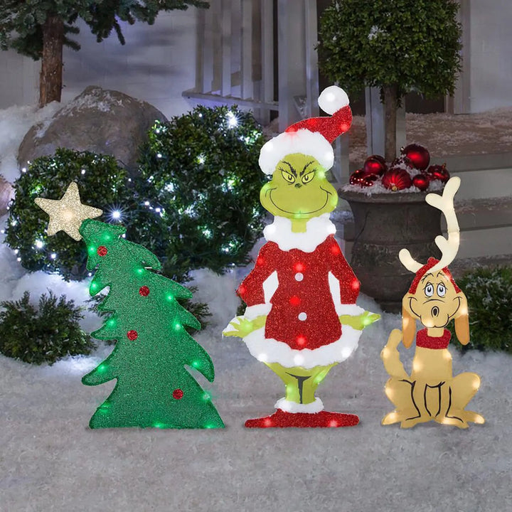 Detaljbild av robust fäste och konstruktion på trädgårdsbelysning för jul
