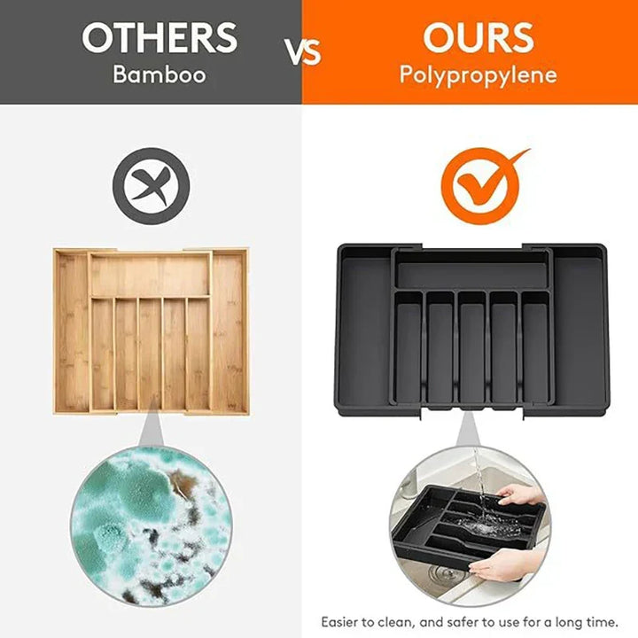 Utdragbar besticklådinredning i plast för smart köksförvaring och ordning