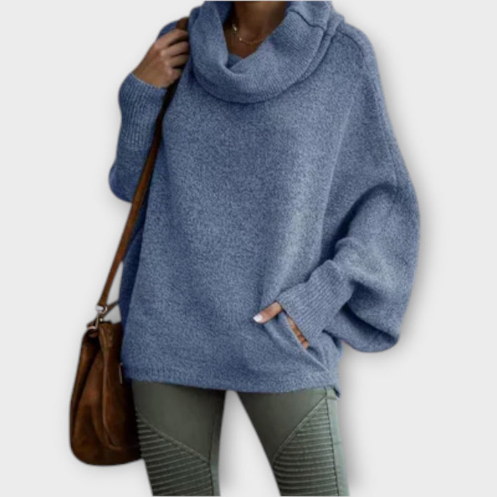 Behaglig långärmad damtröja med hög krage för en stilsäker vardagslook