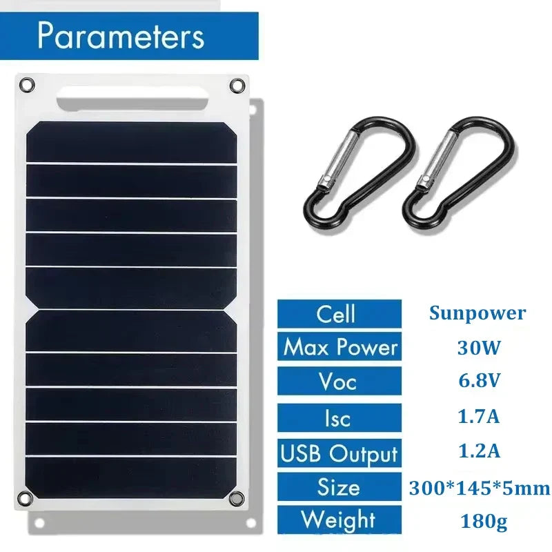 Effektiv 30W solcellspanel för laddning av powerbank och enheter i naturen