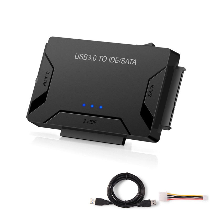 USB 3.0 till IDE och SATA hårddiskadapter med tillhörande kabel