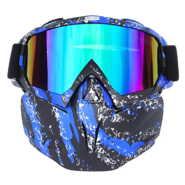 Skyddsglasögon och ansiktsmask kombinerat för motorcykel och skidor