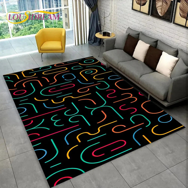 3d matta med optisk illusion placerad i ett ljust hem