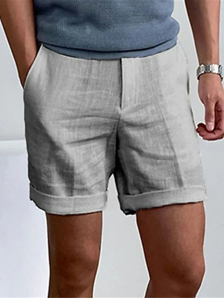 Närbild på tyget och sömmarna på dessa herrshorts