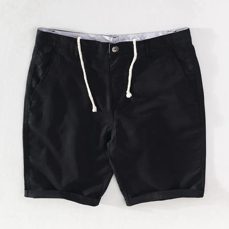 Svart herrshorts med dragsko och knapp