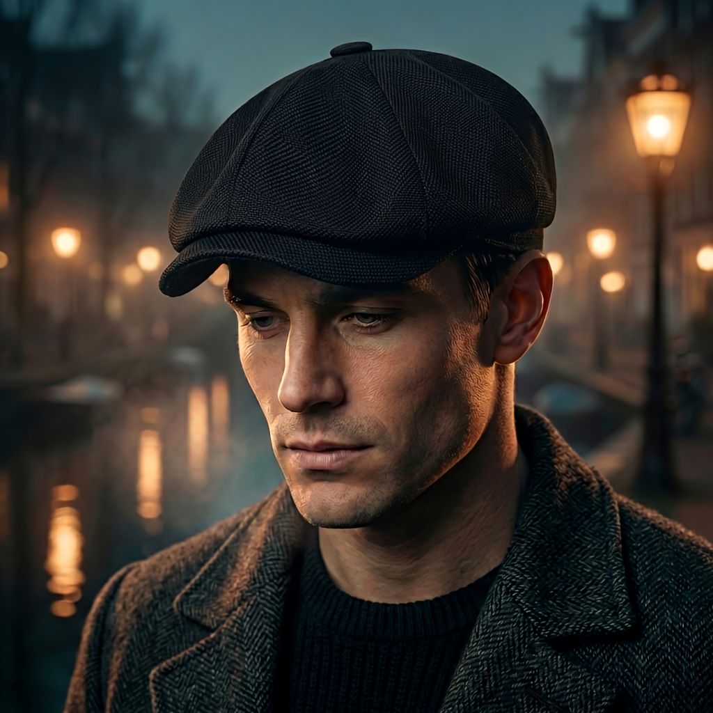 Stilren herraccessoar i form av en traditionell newsboy keps