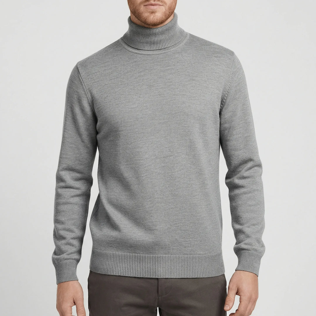 Svart slim fit polotröja med lång ärm för män