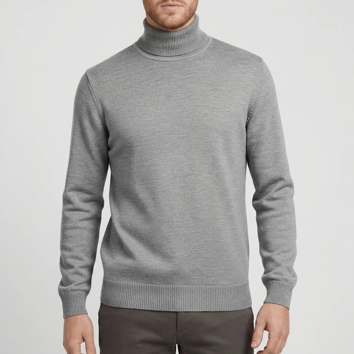 Svart slim fit polotröja med lång ärm för män