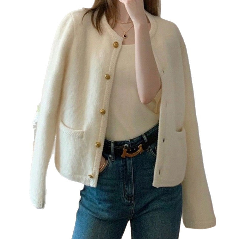 Fluffig stickad cardigan för dam i mysig och mjuk design