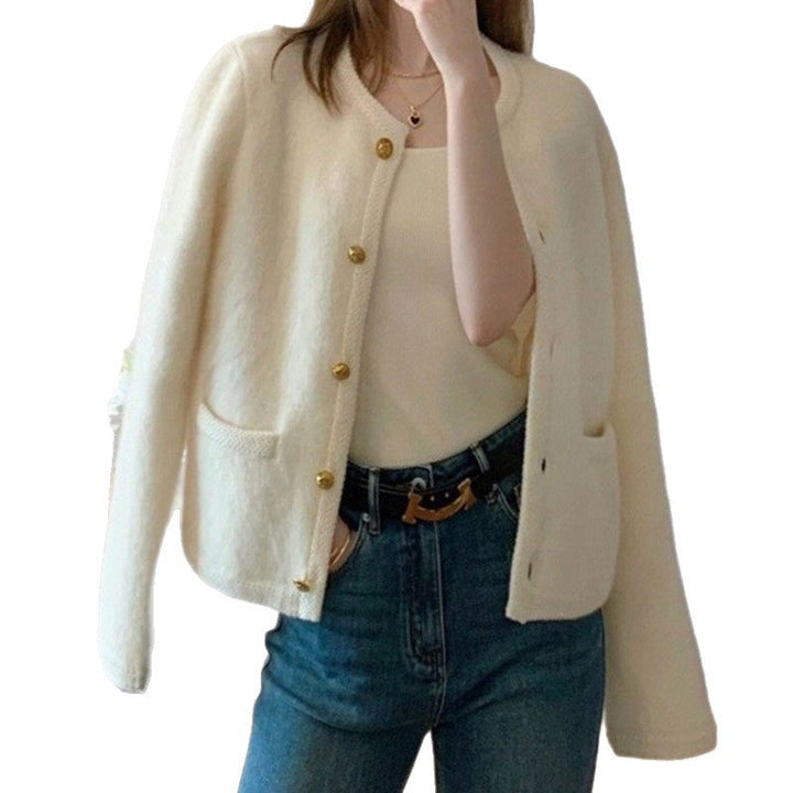 Fluffig stickad cardigan för dam i mysig och mjuk design