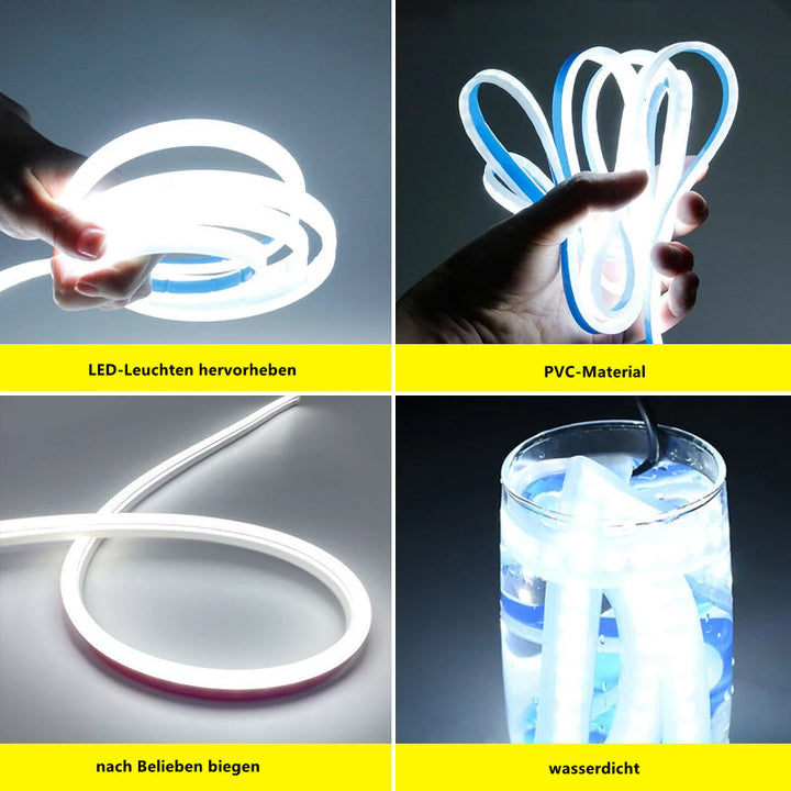 Närbild på tänd universal LED bilhuvslampa