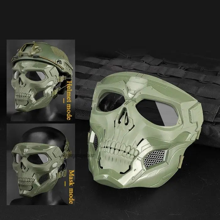 Svart airsoftmask med ventilerande skyddsgaller