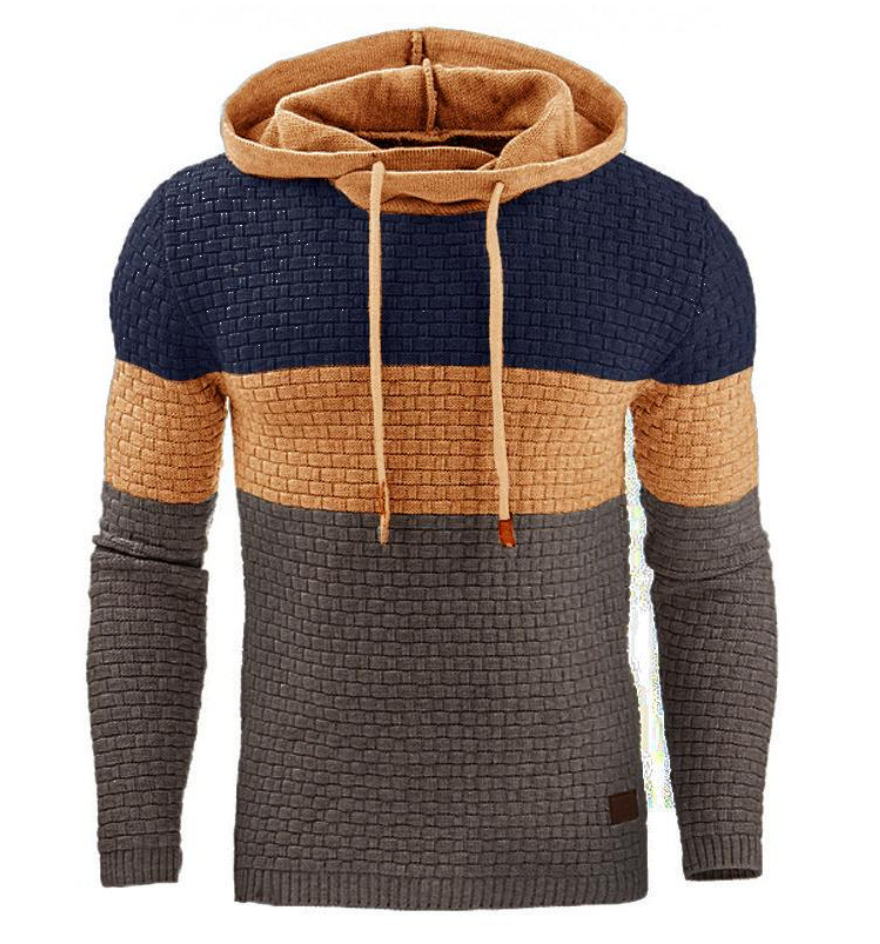 Stilren herr hoodie i grått tyg med luva och dragsko för vardagsstil