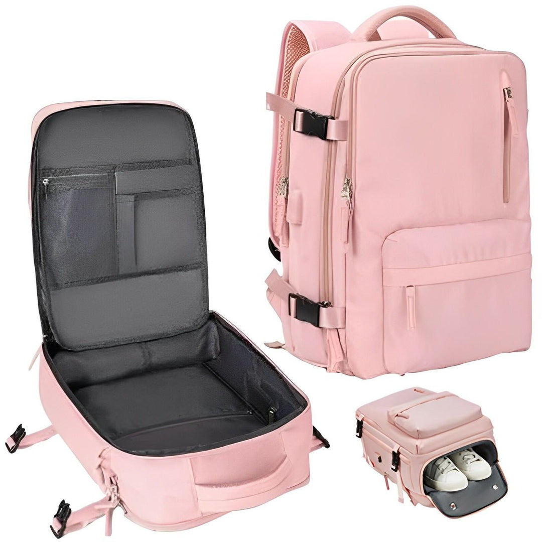 Damsäck visad bakifrån på modell för att visa storlek och passform