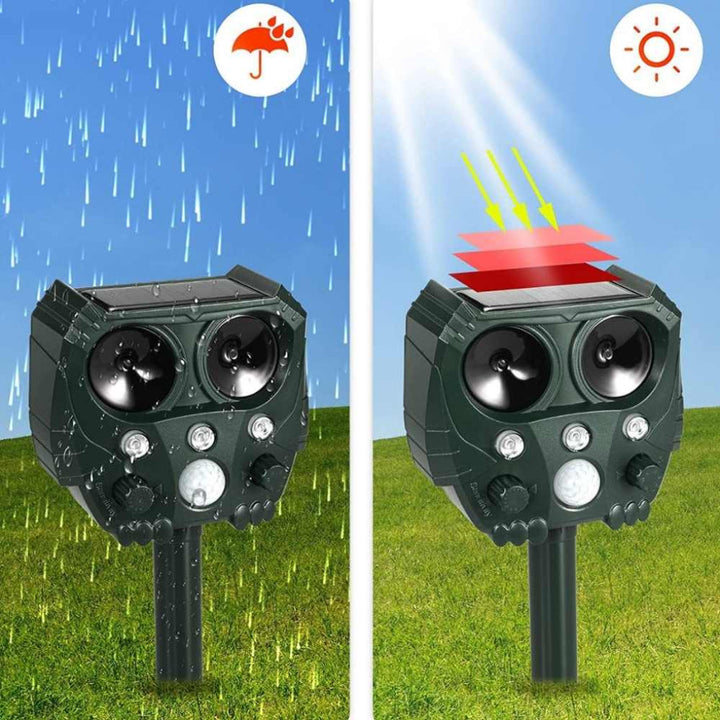 Illustration av ultraljudsavskräckare som tål regn och stark sol