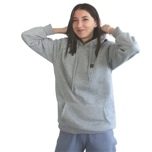 Svart värmehoodie för friluftsliv visad bakifrån på modell
